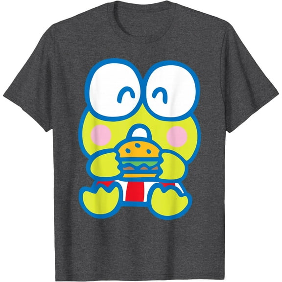 Keroppi Hamburger Burger Lover DTG Print Unisex T-Shirt,Dark Heather Grey Color,Size L