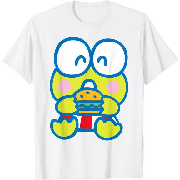 Keroppi Hamburger Burger Lover DTG Print Unisex T-Shirt,White Color,Size L