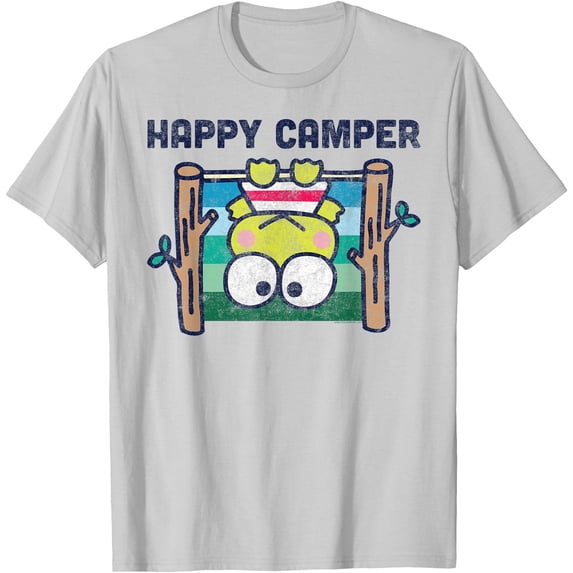 Keroppi Happy Camper Funny DTG Print Unisex T-Shirt,Ice Grey Color,Size XL