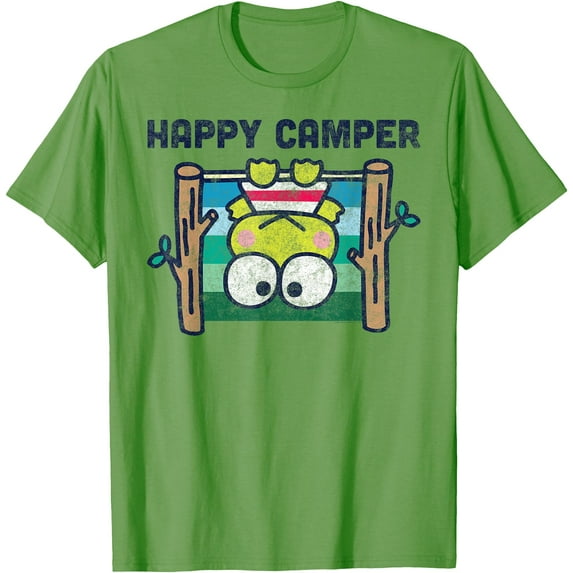 Keroppi Happy Camper Funny DTG Print Unisex T-Shirt,Lime Color,Size YXL