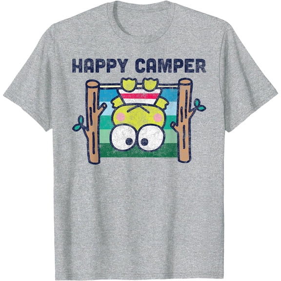 Keroppi Happy Camper Funny DTG Print Unisex T-Shirt,Sport Grey Color,Size 2XL