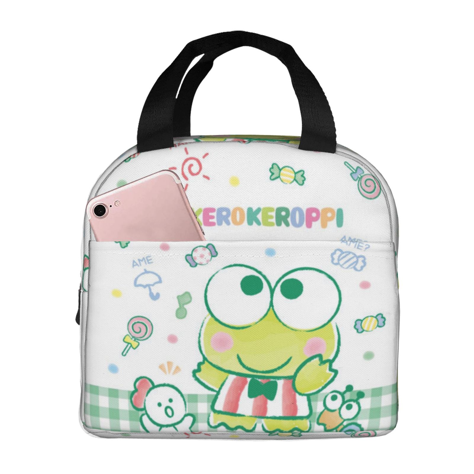 Keroppi Lunch Bag Cute Lunch Box Insulated Reusable Large Capacity