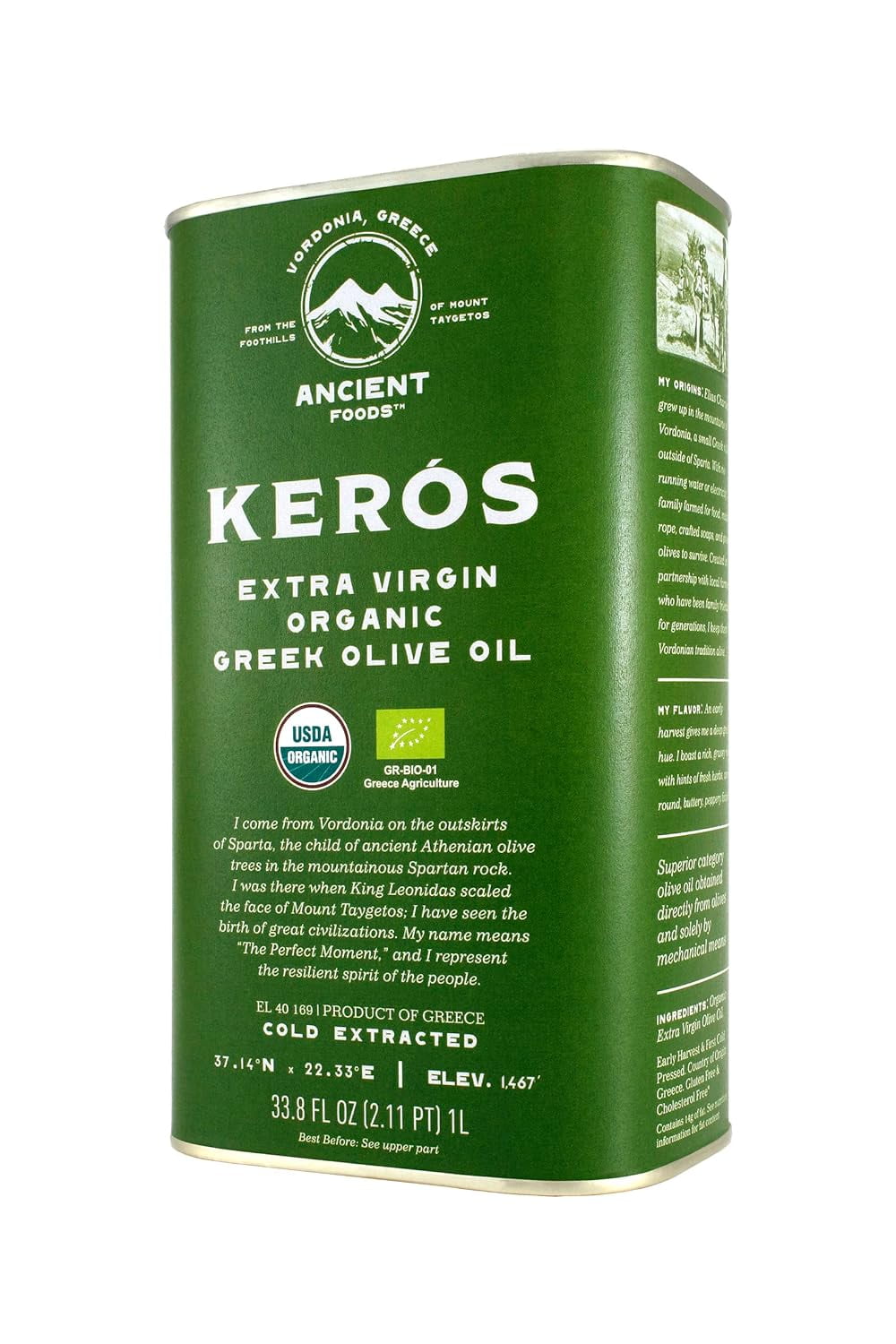 Keros Greek Organic Extra Virgin Olive Oil Cold Pressed Olive Oil