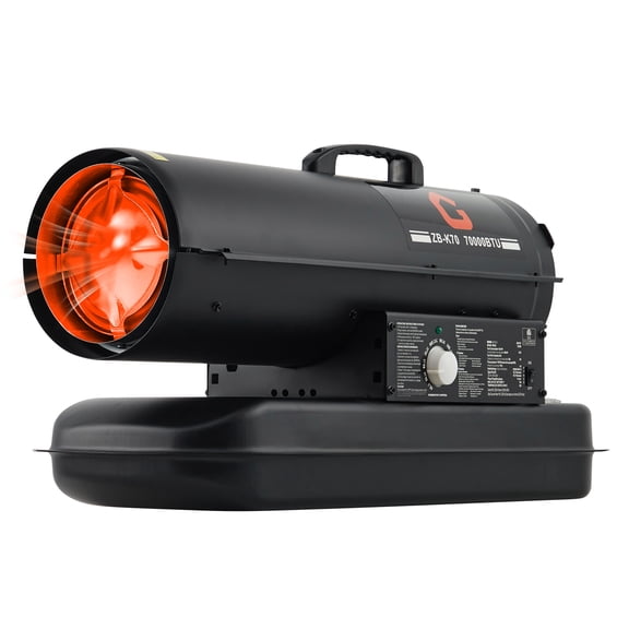 Kerosene Forced Air Heater. 70K BTUs Portable Kerosene Fan Forced Heater with Thermostat. 5 Gallon Tank. for Construction Sites. Warehouses. and Workshops