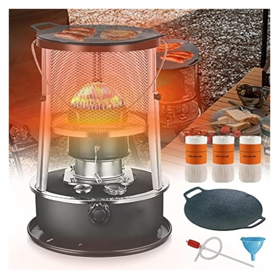 Kerosene Heater For Indoor Use Non Electric Kerosene Heater With Griddle, 3 Wick, 2600W Small Kerosene Heaters ,Wide Coverage Area