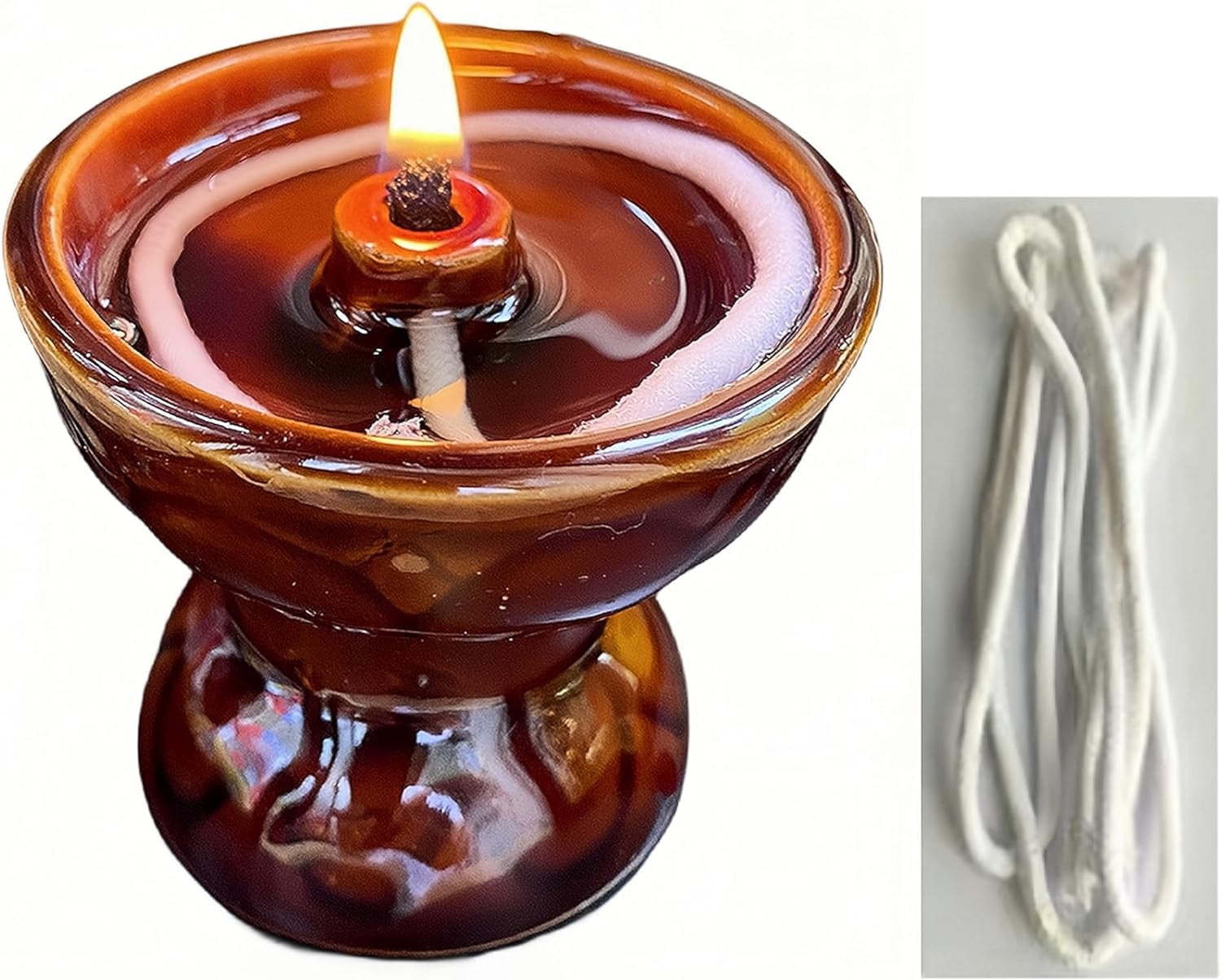 Ceramic Kerosene Lamp for Home Use with Wick Light Brown Color 7.5 inch ...