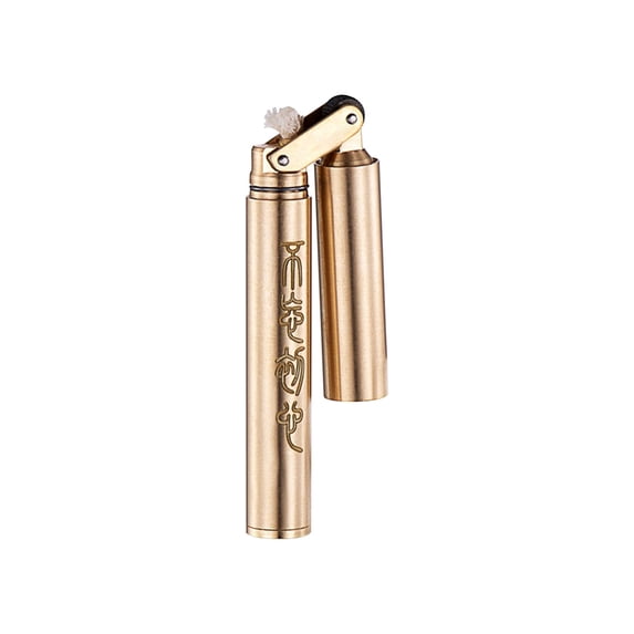 Kerosene Lighter, Czzoypi Vintage Brass Slim Mini Double Cut Stick Personalized Lighter, Portable Refillable Pocket Lighter Great Gift for Everyday Carry