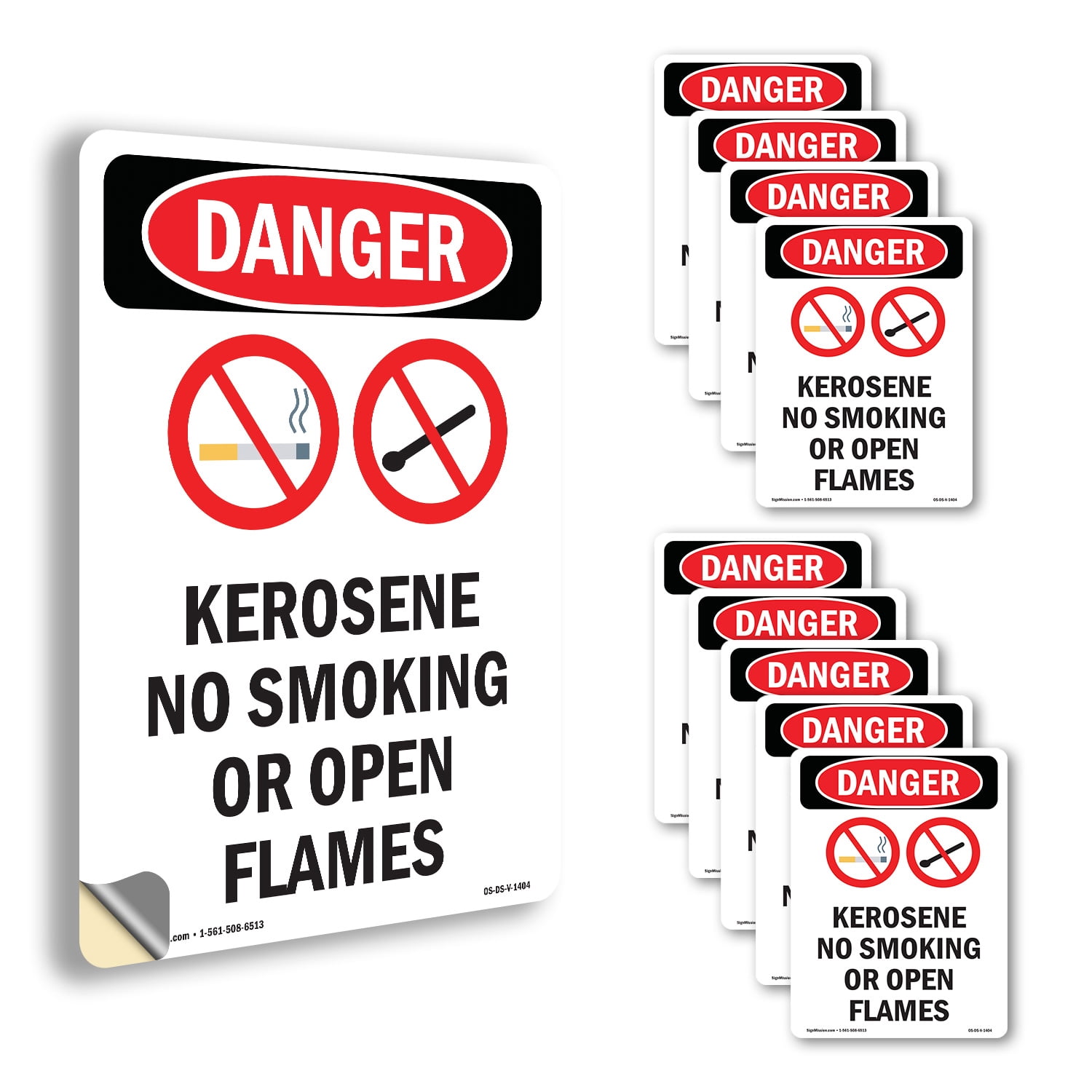 Kerosene No Smoking OSHA Danger Vinyl Decal Label 10 Inch x 7 Inch - 10 ...