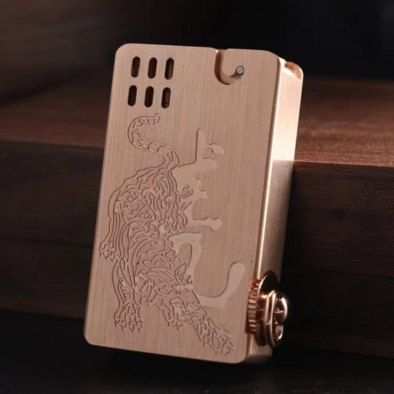 Kerosene lighter, Top Metal Pocket Lighter Daily Use, Sold Without Fuel.,SKU00902-玫瑰金虎