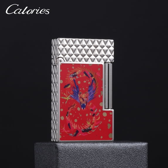 Kerosene lighter, Top Metal Pocket Lighter Daily Use, Sold Without Fuel.,SKU00829-红漆龙银色