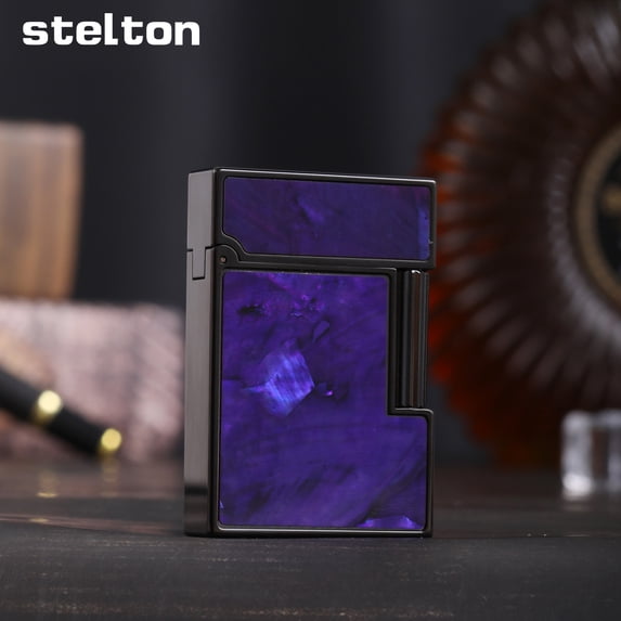 Kerosene lighter, Top Metal Pocket Lighter Daily Use, Sold Without Fuel.,SKU00962-黑底紫贝
