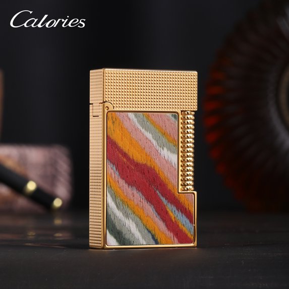 Kerosene lighter, Top Metal Pocket Lighter Daily Use, Sold Without Fuel.,SKU00822-金色斜条木纹(木纹颜色随机)