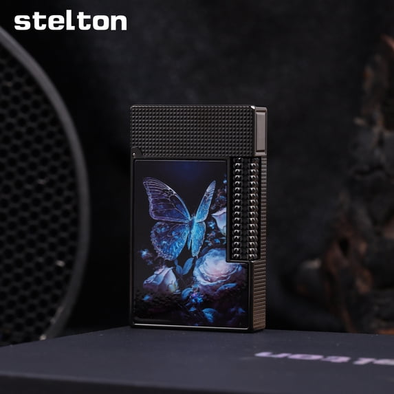 Kerosene lighter, Top Metal Pocket Lighter Daily Use, Sold Without Fuel.,SKU00946-闪蝶黑色