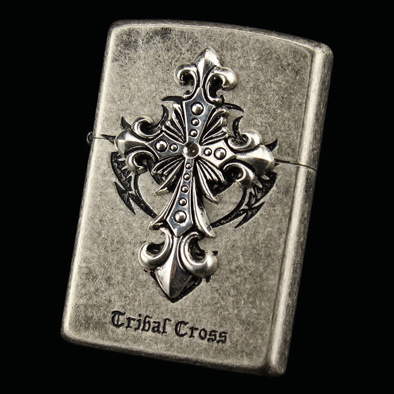 Kerosene lighter, Top Metal Pocket Lighter Daily Use, Sold Without Fuel.,SKU01247-Z9838A天使十字古银滚花