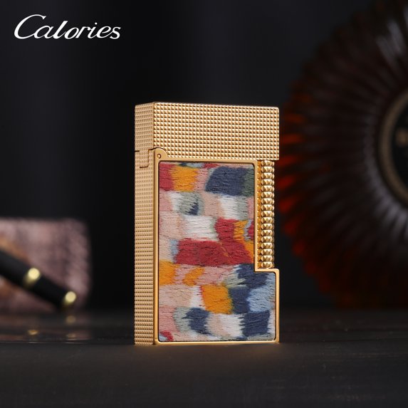 Kerosene lighter, Top Metal Pocket Lighter Daily Use, Sold Without Fuel.,SKU00822-金色方块木纹(木纹颜色随机)