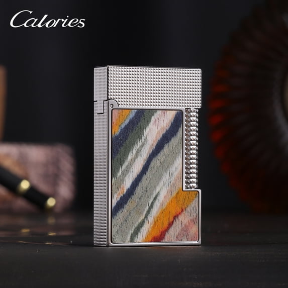 Kerosene lighter, Top Metal Pocket Lighter Daily Use, Sold Without Fuel.,SKU00822-银色斜条木纹(木纹颜色随机)