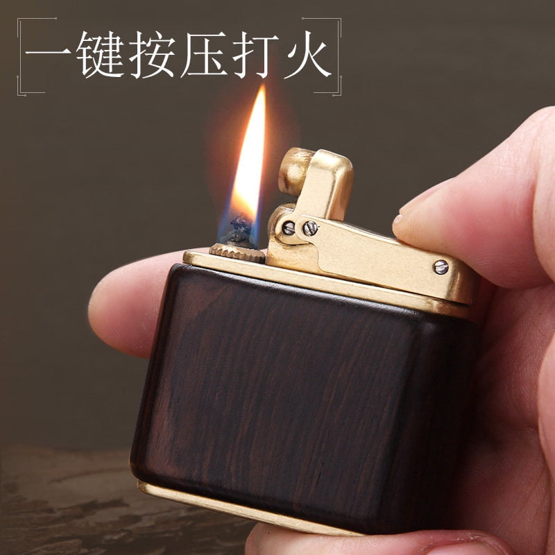 Kerosene lighter, Top Metal Pocket Lighter Daily Use, Sold Without Fuel.,SKU01018-黑檀木