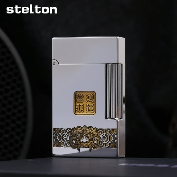 Kerosene lighter, Top Metal Pocket Lighter Daily Use, Sold Without Fuel.,SKU00999-镜面鸿运当头