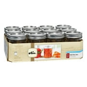 Kerr Canning Jars, Regular Mouth Half-Pint (8 oz.) Mason Jars with Lids and Bands, 12 Count