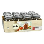 Kerr Canning Jars, Regular Mouth Pint (16 oz.) Mason Jars with Lids and Bands, 12 Count