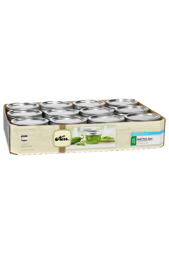 Canning Jars, Wide Mouth Half-Pint Mason Jars with Lids and Bands, 12 Count 8 oz
