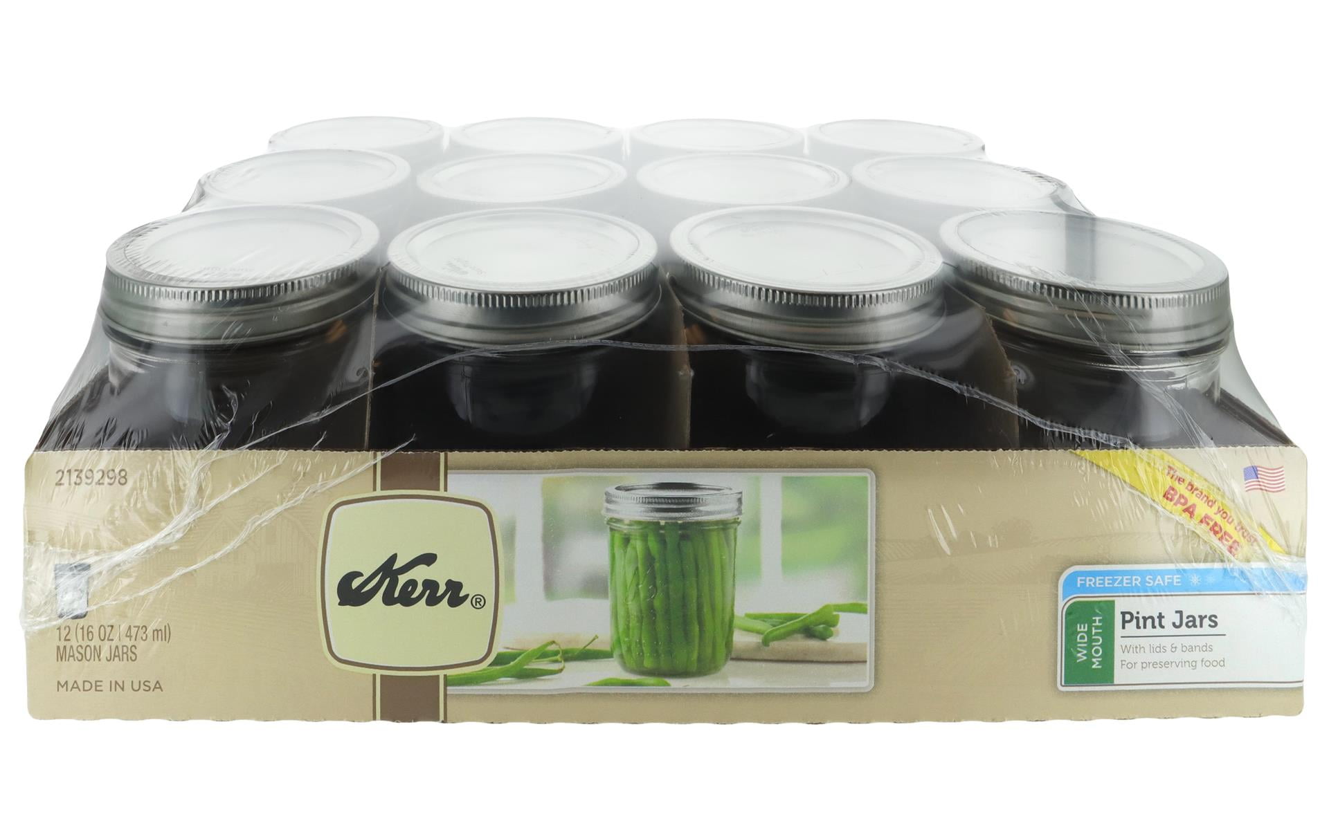 Kerr 16 oz. Wide Mouth Pint Canning Jars with Sure Tight Lids and Bands ...