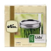 Kerr Canning Lids, Wide Mouth Mason Jar Lids Without Bands, 12 Count, Steel