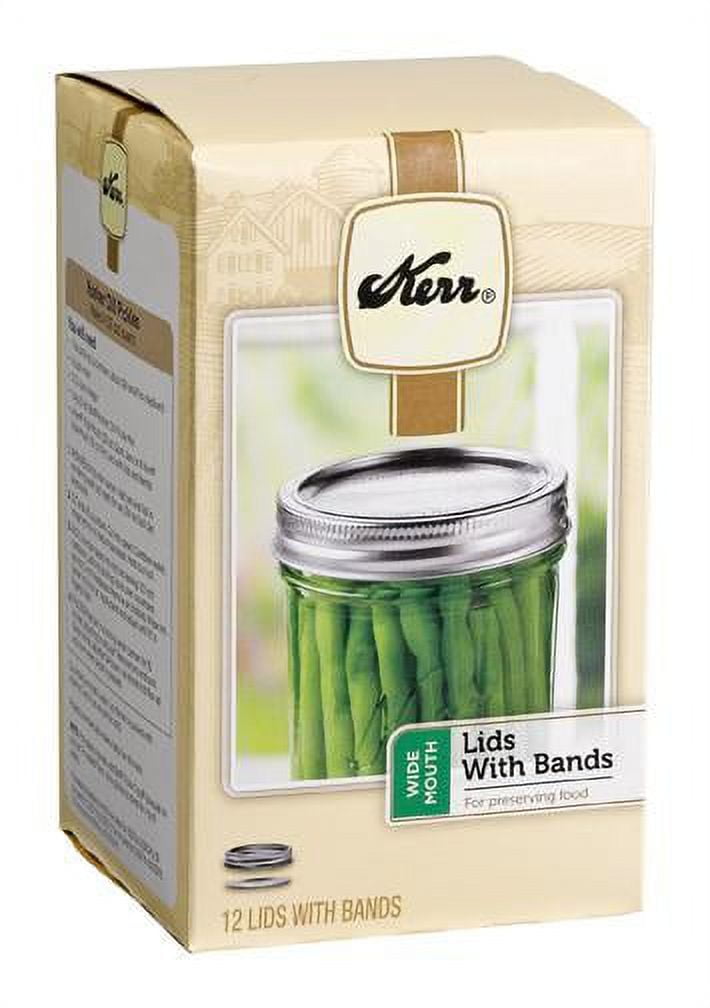 Kerr Canning Lids, Wide Mouth Mason Jar Lids with Bands, 12 Count