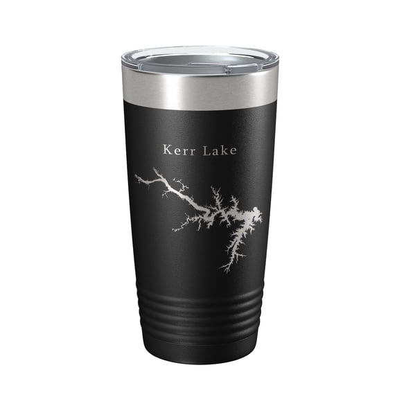 Kerr Lake Reservoir Buggs Island Tumbler Lake Map Travel Mug Insulated Coffee Cup Roanoke River North Carolina Virginia 20oz Black
