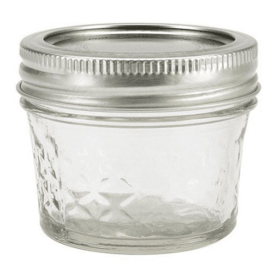 Kerr Quilted Crystal Mason Jar With Lid & Band, Regular Mouth, 4 Ounces, 12 Count