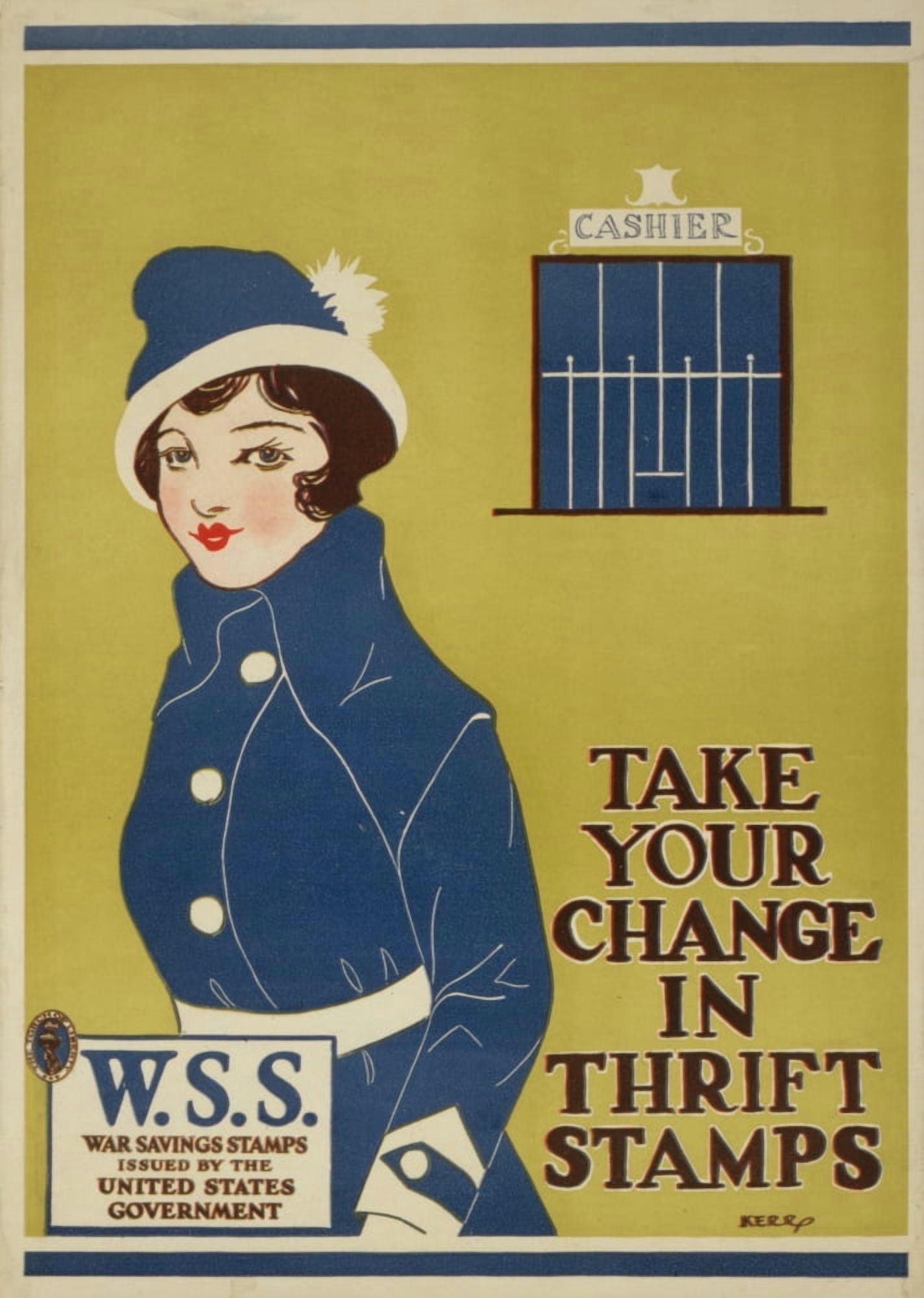 Kerr WWI Poster 1917 Take your change in Thrift Stamps Canvas Art - (18 x 24)
