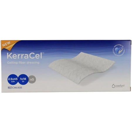 KerraCel Gelling Fiber Dressing, 1 Inch x 18 Inches, Ribbon, Sterile, 5 Count