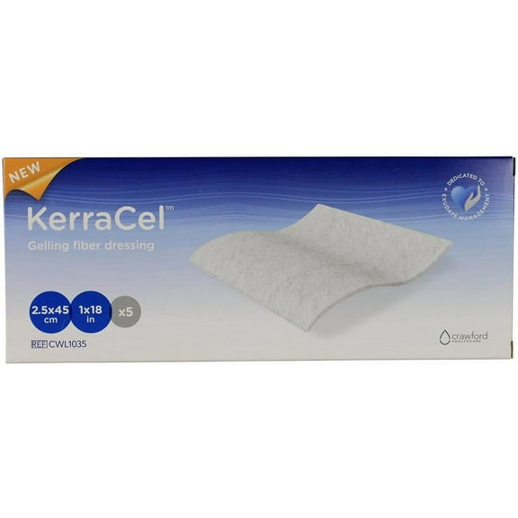 KerraCel Gelling Fiber Dressing, 1 Inch x 18 Inches, Ribbon, Sterile, 5 Count