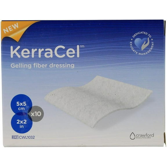 KerraCel Gelling Fiber Dressing, 2 Inches x 2 Inches, Sterile, 10 Count
