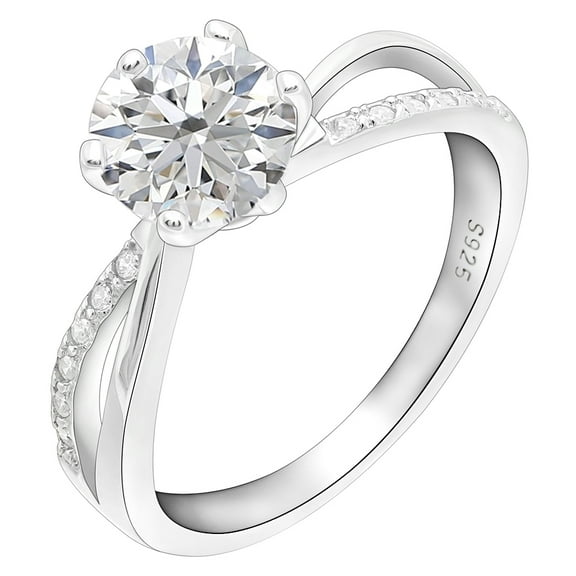 Kerri Engagement Ring Solitaire Cz Sterling Silver Womens Ginger Lyne Collection