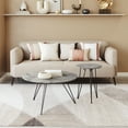 thumbnail image 1 of Kerris Coffee Table Set (2-Piece) Gray & Black Coffee Table, Modern Style, Faux Concrete MDF round shape tabletop, Steel, Indoor Living, 1 of 5