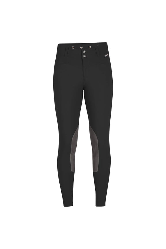 Women's Crossover II Knee Patch Riding Breech, Color: Black, Size: 2X