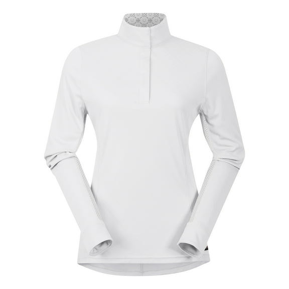 Kerrits Encore Long Sleeve Show Shirt (White/Lucky Diamond, XS)