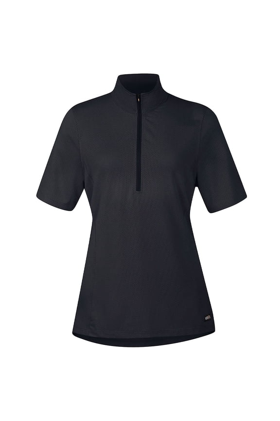 Adult Female Ice Fil Lite Solid Short Sleeve Riding Shirt, Color: Black, Size: M