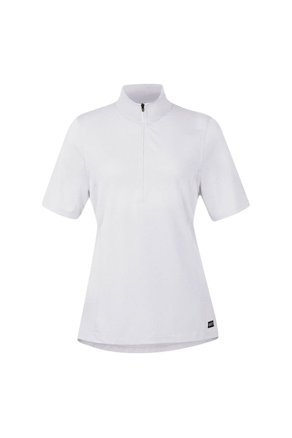 Adult Female Ice Fil Lite Solid Short Sleeve Riding Shirt, Color: White, Size: 1X