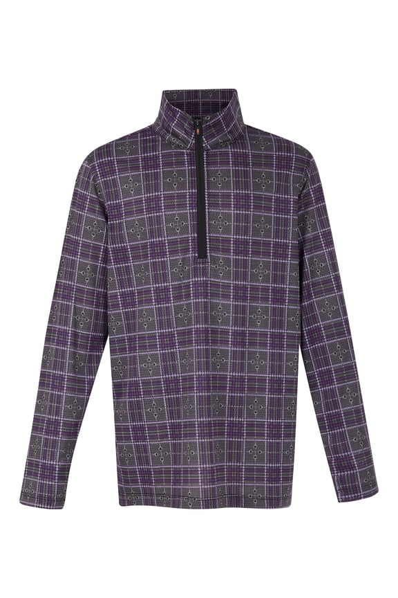 Kids Ice Fil Long Sleeve Shirt Print (L, Blackberry EQ Plaid)