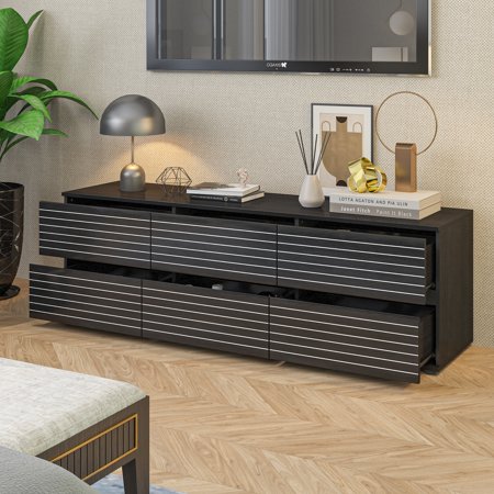 Kerrogee 63" Multipurpose 6-Drawer Dresser and Television Stand Enertainment