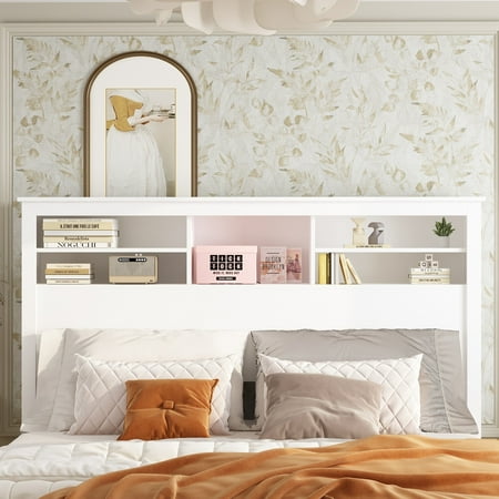 Kerrogee 65"W x 43"H Bookcase Headboard With Light NO-POWEROUTLET