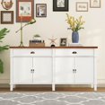 thumbnail image 1 of Kerrogee White Lacquer Buffet Cabinet Storage Credenza Console Table Cupboard - 63INCH, 1 of 5
