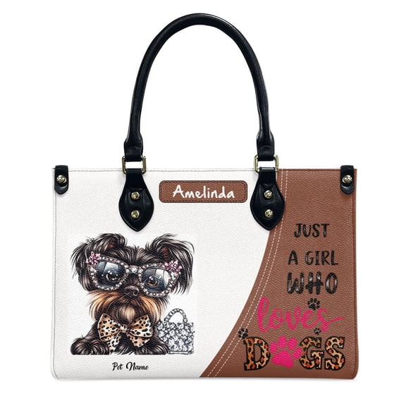 Kerry Blue Terrier Dog Bag, Personalized Leather Handbags For Women - Personalized Leather Purse with Name - Tote Bags for Mom Grandma - Custom Gifts Ideas for Her, Gift for Dog Lover