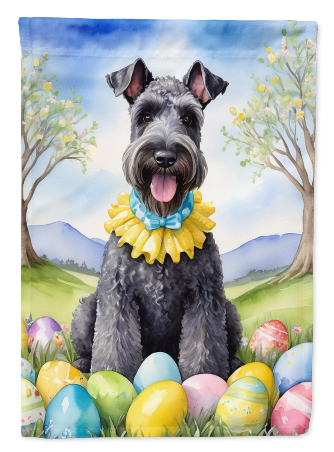 Kerry Blue Terrier Easter Egg Hunt Garden Flag 11.25 in x 15.5 in