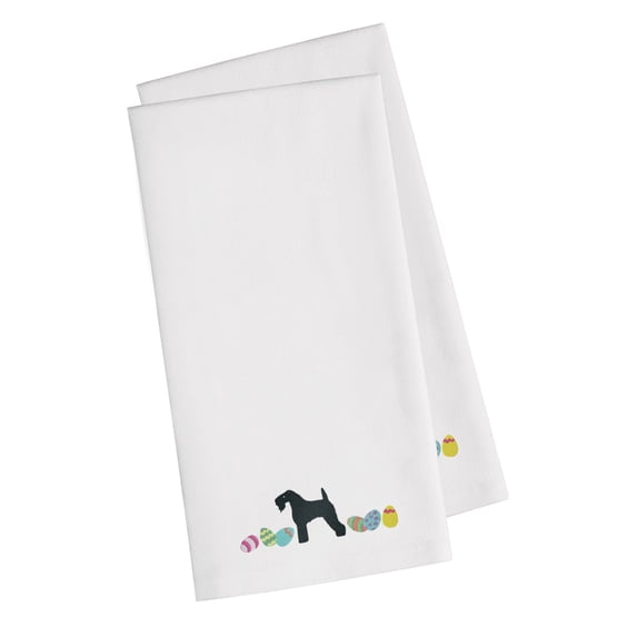 Kerry Blue Terrier Easter White Embroidered Towel Set of 2