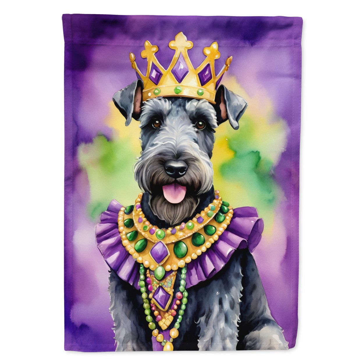 Kerry Blue Terrier King of Mardi Gras Garden Flag 11.25 in x 15.5 in