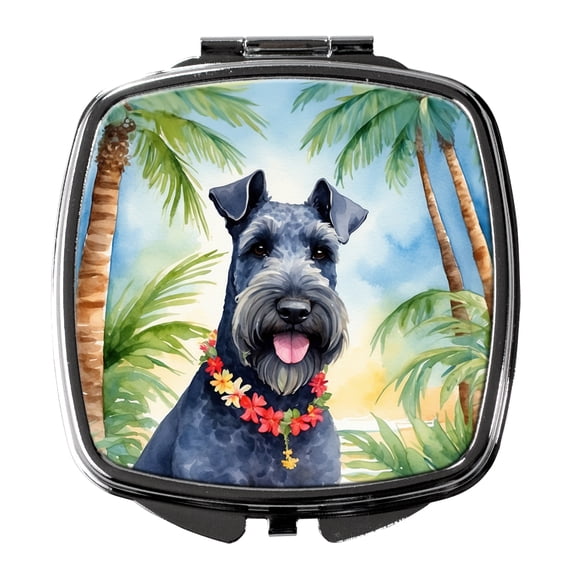 Kerry Blue Terrier Luau Compact Mirror 2.75 in x 3 in