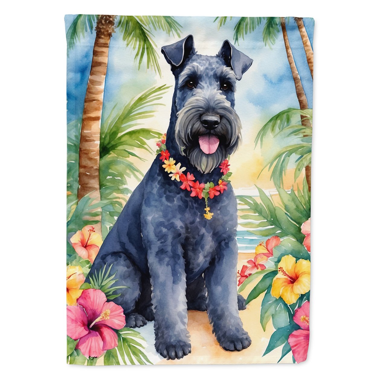 Kerry Blue Terrier Luau Garden Flag 11.25 in x 15.5 in